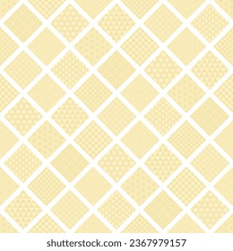 Pattern background illustration of golden diamond shaped tiles with various Japanese traditional patterns