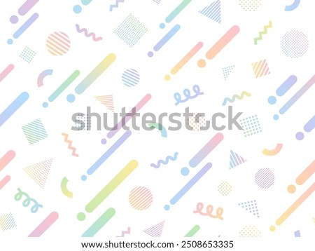Pattern background illustration of lines rising to the right and geometric shapes in colorful gradient colors
