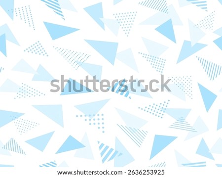 Pattern background illustration of scattered light blue dots and striped triangles