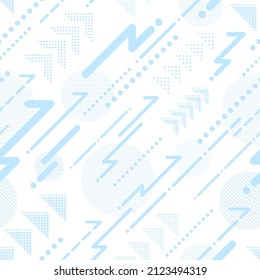 Pattern background illustration of various shaped arrows rising to the right in light blue