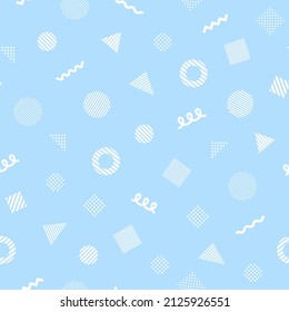 Ilustración de fondo de patrones de varias formas iconos geométricos en un fondo azul claro