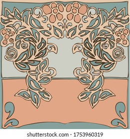 pattern background illustration vector design retro floral style bedclothes fabric wallpaper ornament orange abstract antique