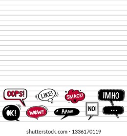 Pattern background of ink doodle speech bubbles. Vector illustration in comic style