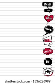 Pattern background of ink doodle speech bubbles. Vector illustration in comic style