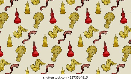 Pattern Background junk food Food  Isometric Seamless Template flat design for decorative or gift wrapping paper, 