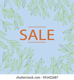 pattern background with leaves. banner with summer or sring sale