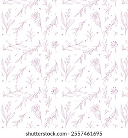 Pattern Background of leaves, plants and flowers pink