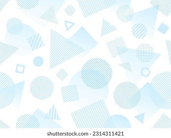 Pattern background of light blue circles, triangles and squares