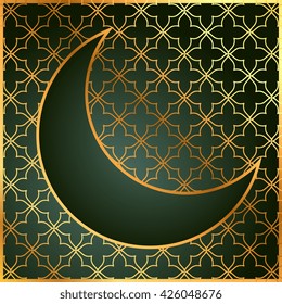 pattern background with moon in golden color
