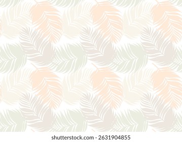 Pattern Background with Pastel Tropical Leaves for Nature Themes in Soft Colors for Nursery Decor and Modern Art Prints