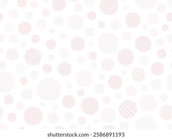 Pattern background of pink cutout style circles with dots and stripes