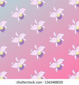 pattern background of pink gradient orchid flowers for use in banner, flayer, wallpaper, vector