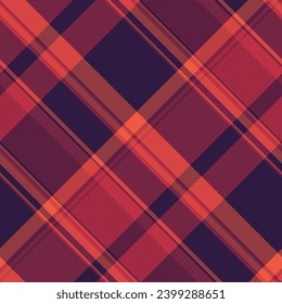 Pattern background plaid of fabric check textile with a seamless tartan vector texture in red and dark colors.