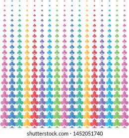 pattern background of poker suits - clubs on white background isolated. Casino gambling theme vector illustration. Abstract wallpaper colorful.