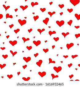 pattern background red hearts on a white background drawn by hand