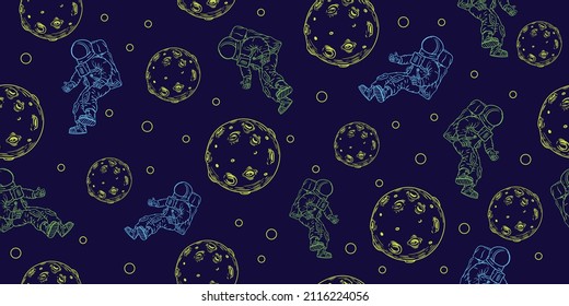 pattern background space astronaut planet moon