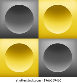 Pattern background square block, 3D circle, yellow gray gradient. Color trend of 2021. Art elements for design tile, cover, poster, textile, flyer, banner, wall. Vector illustration.