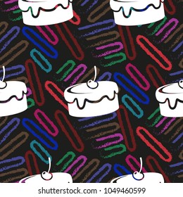 Pattern. Background texture. cakes, ice cream, coffee, croissant.