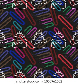 Pattern. Background texture. cakes, ice cream, coffee, croissant.