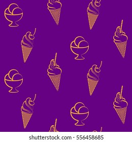 Pattern. Background texture. cakes, ice cream, coffee, croissant.