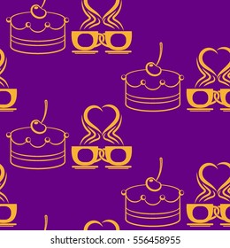 Pattern. Background texture. cakes, ice cream, coffee, croissant.