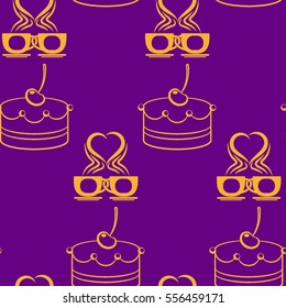 Pattern. Background texture. cakes, ice cream, coffee, croissant.