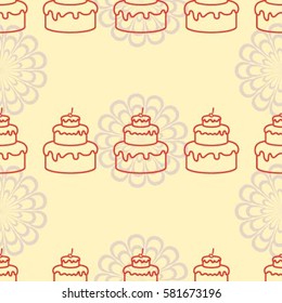 Pattern. Background texture. cakes, ice cream, coffee, croissant.