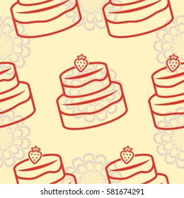 Pattern. Background texture. cakes, ice cream, coffee, croissant.