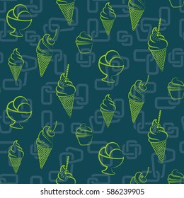 Pattern. Background texture. cakes, ice cream, coffee, croissant.