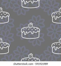 Pattern. Background texture. cakes, ice cream, coffee, croissant.