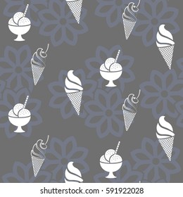 Pattern. Background texture. cakes, ice cream, coffee, croissant.