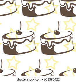 Pattern. Background texture. cakes, ice cream, coffee, croissant.