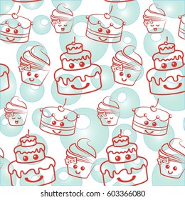 Pattern. Background texture. cakes, ice cream, coffee, croissant.