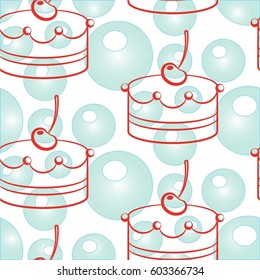 Pattern. Background texture. cakes, ice cream, coffee, croissant.