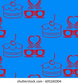 Pattern. Background texture. cakes, ice cream, coffee, croissant.