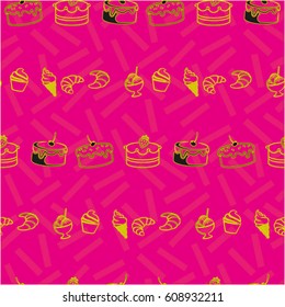 Pattern. Background texture. cakes, ice cream, croissant.