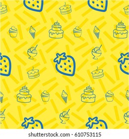 Pattern. Background texture. cakes, ice cream, coffee, croissant.