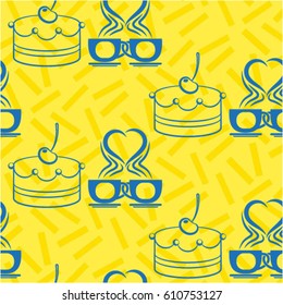 Pattern. Background texture. cakes, ice cream, coffee, croissant.