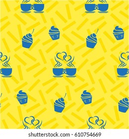 Pattern. Background texture. cakes, ice cream, coffee, croissant.