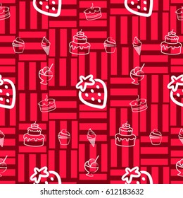 Pattern. Background texture. cakes, ice cream, coffee, croissant.