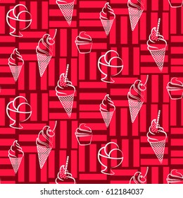 Pattern. Background texture. cakes, ice cream, coffee, croissant.