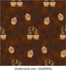 Pattern. Background texture. cakes, ice cream, coffee.