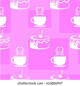 Pattern. Background texture. cakes, ice cream, coffee, croissant.