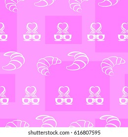 Pattern. Background texture. cakes, ice cream, coffee, croissant.