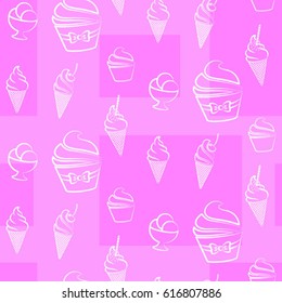 Pattern. Background texture. cakes, ice cream, coffee, croissant.