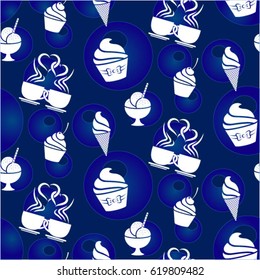 Pattern. Background texture. cakes, ice cream, coffee  .