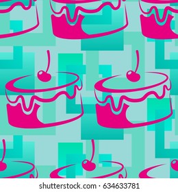 Pattern. Background texture. cakes, ice cream, coffee, croissant.