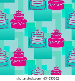 Pattern. Background texture. cakes, ice cream, coffee, croissant.