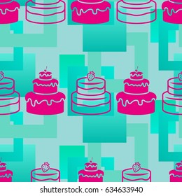 Pattern. Background texture. cakes, ice cream, coffee, croissant.