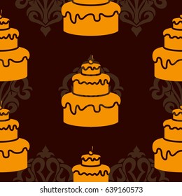 Pattern. Background texture. cakes, ice cream, coffee, croissant.
